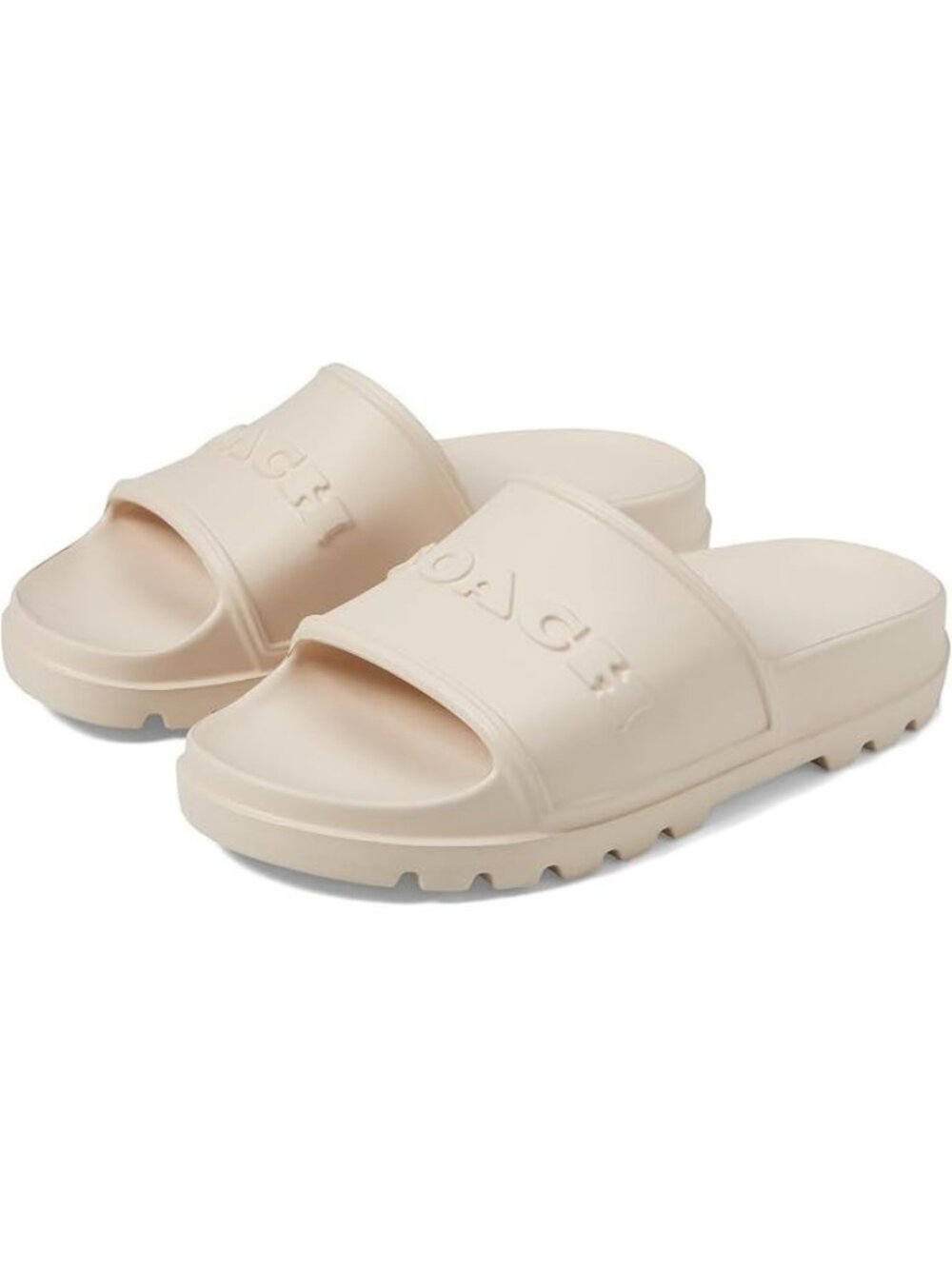 Coach Jesse Slide Sandals Unisex Size 9D Ivory Open Toe Slip-On Brand Embossed